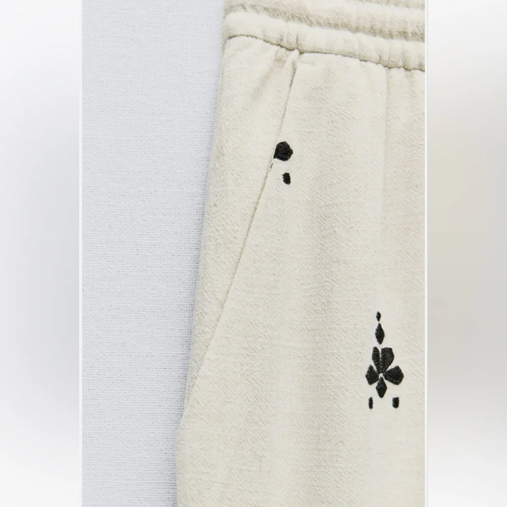 Zara Embroidered Wide Leg Pants - Picture 5 of 6